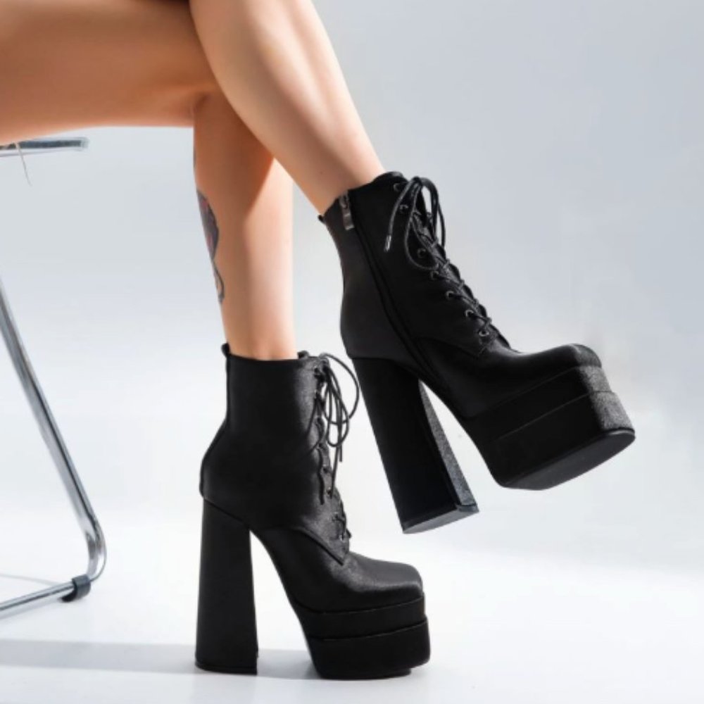 Women's double waterproof platform thick bottom boots ultra-high heeled thick he